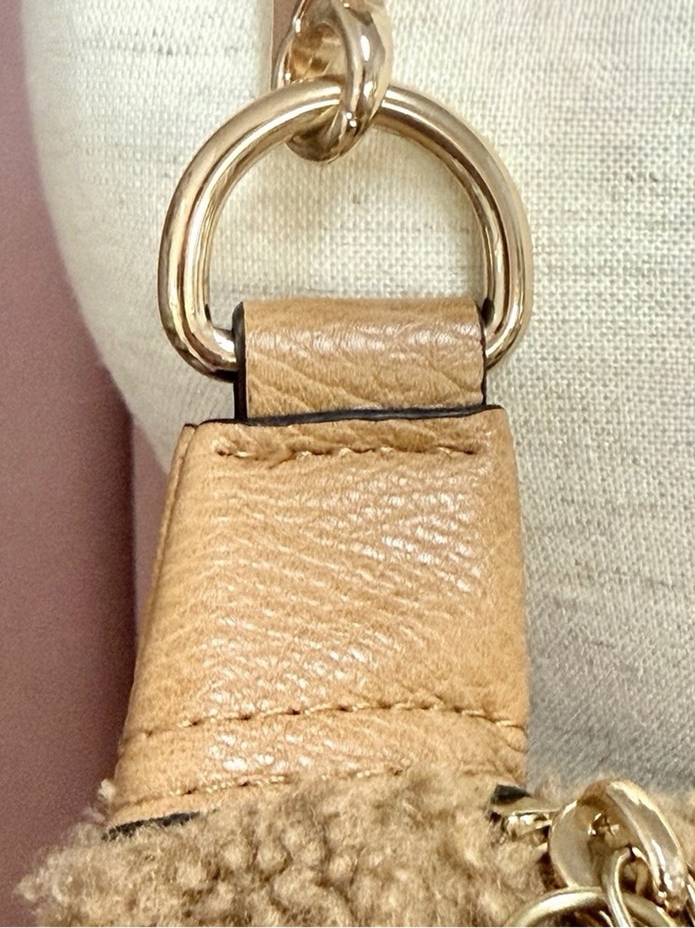 POPPY & PEONIES The Sidekick Brown Camel Teddy Sherpa Crossbody Purse - Picture 11 of 12
